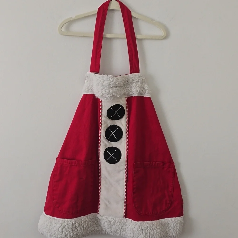 Pottery Barn Kids Santa Red and White Apron Kids One Size